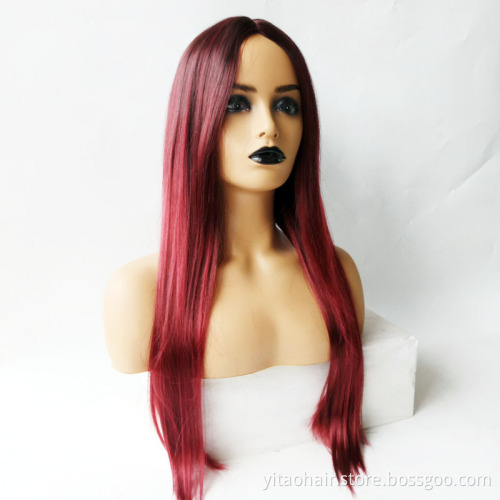 New Arrival wholesale price 99J color  Synthetic Hair Wigs With Colorful  Pre-Plucked Big Factory Stock
